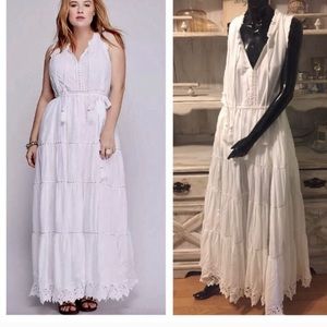 White Bohemian Cotton Maxi Dress